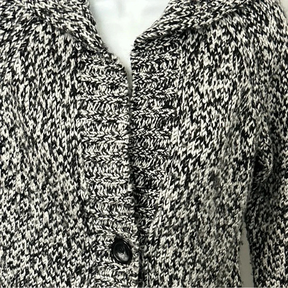 Ann Taylor Loft Women’s Small Cardigan Wool Blend Chunky Cozy Black White - Picture 2 of 12